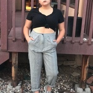 🖤 Vintage Houndstooth Grid Hi-Waist Trousers 🖤